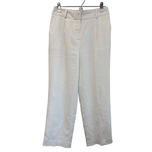 Talbots White 100% Linen Bristol Crop Pants Womens Size 4 Elastic Back